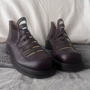 Women’s Giraudon New York Dark Brown Strappy Leather Boots
